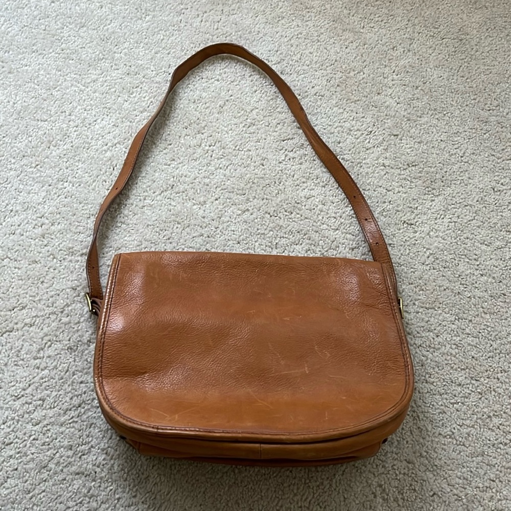 J.Crew Saddle Bag Tobacco Brown Pecan Leather Handbag Purse Shoulder Bag
